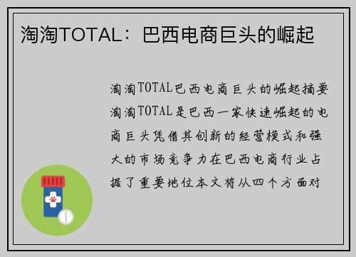淘淘TOTAL：巴西电商巨头的崛起